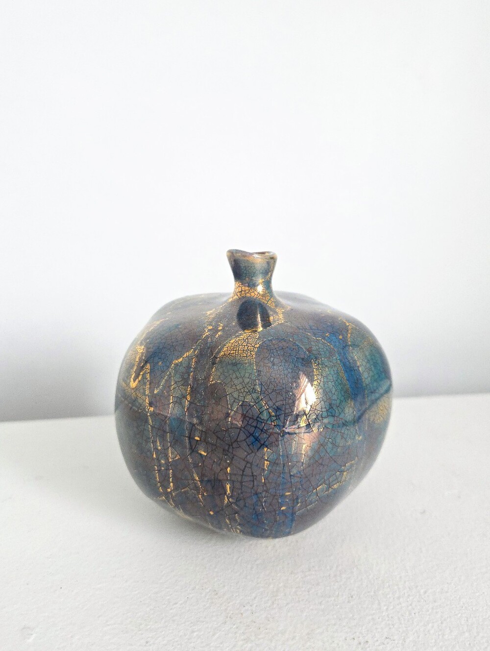 Handmade Iranian Ceramic Pomegranate Vase | Signed Keyvan Fehri